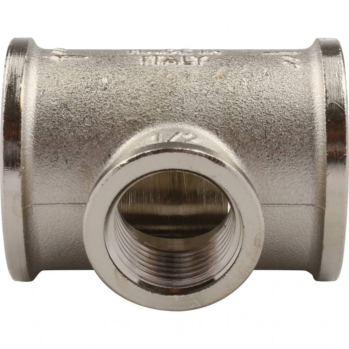 Тройник TIEMME ВВ никелированный 1х1/2х1 для стальных труб резьбовой