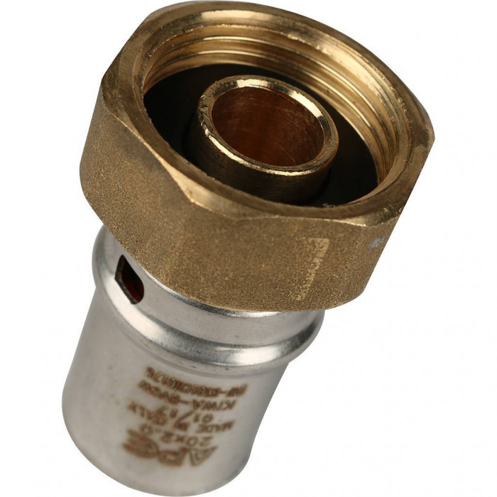 Переходник STOUT с накидной гайкой 3/4 х20 для металлопластиковых труб прессовой