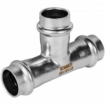 ROMMER RSS-0013-000018 ROMMER Тройник равнопроходной, 18, из нержавеющей стали прессовой