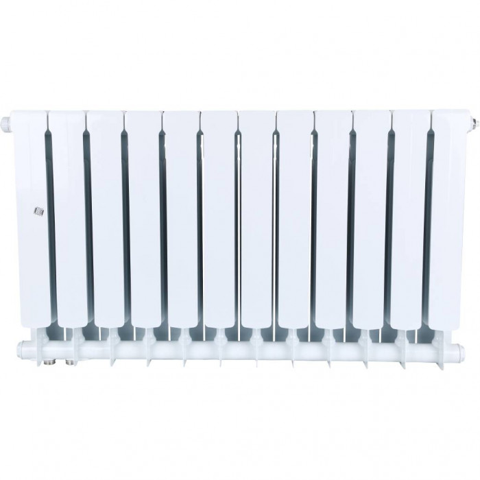 Биметаллический радиатор STOUT Space 500, 12 секций, нижнее правое подключение, белый