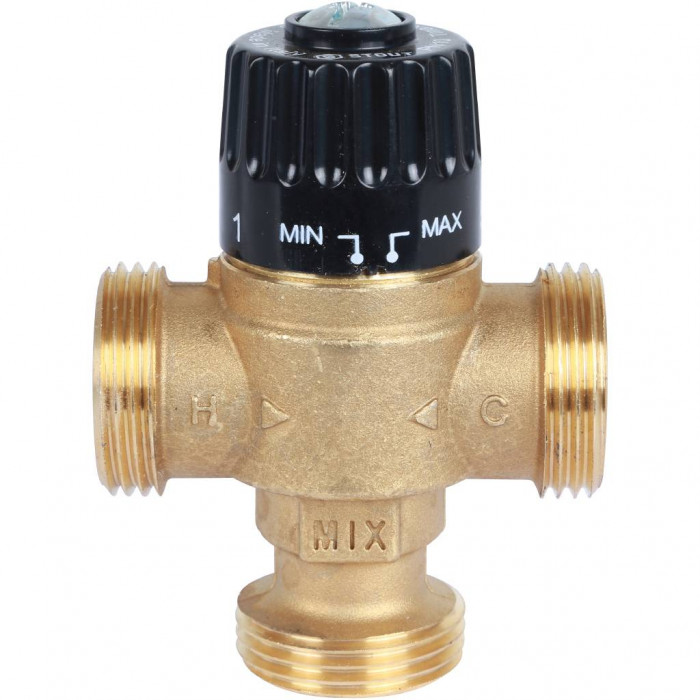 STOUT Термостатический смесительный клапан для систем отопления и ГВС 1" НР 30-65°С KV 1,8 SVM-0125-186525