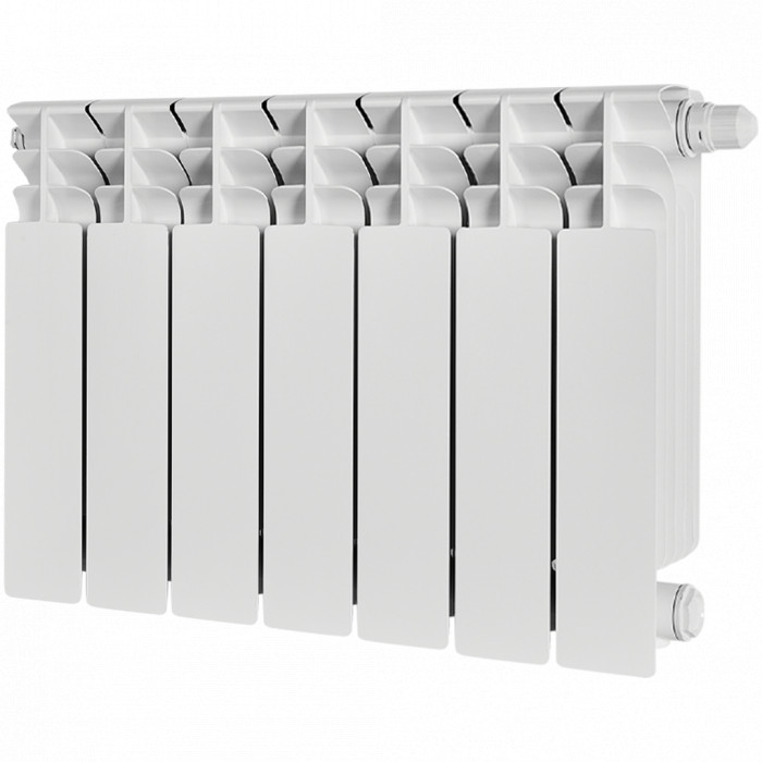 Биметаллический радиатор STOUT TITAN VENTIL 350, 7 секций, нижнее правое подключение, белый