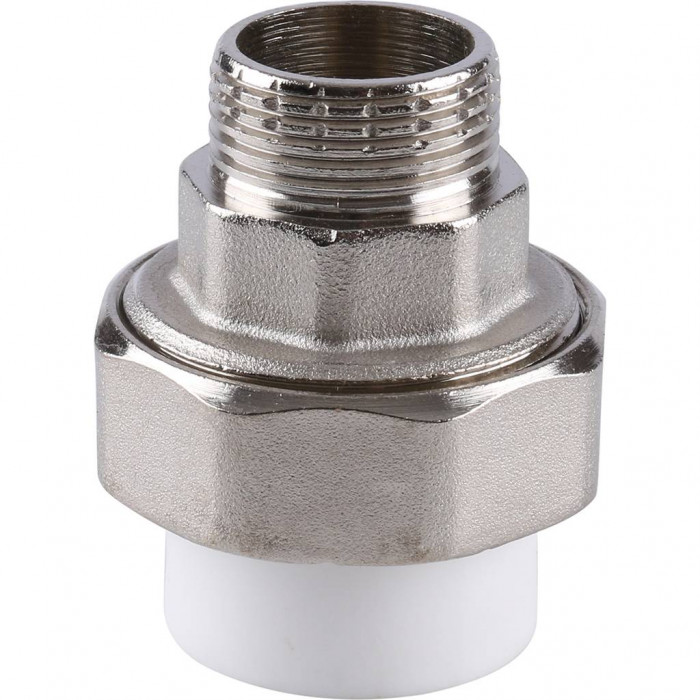 Муфта разъемная Kalde с наружной резьбой 25х3/4 для полипропиленовых труб под сварку (цвет белый)