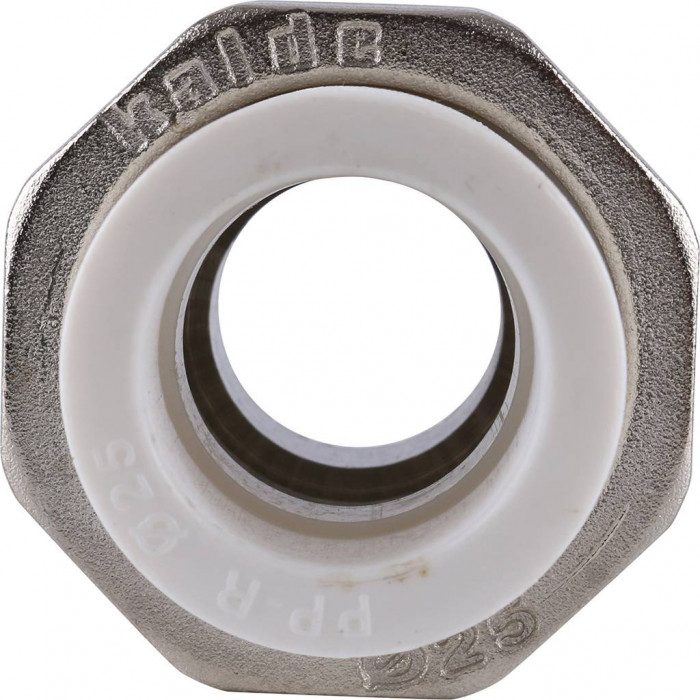 Муфта разъемная Kalde с наружной резьбой 25х3/4 для полипропиленовых труб под сварку (цвет белый)