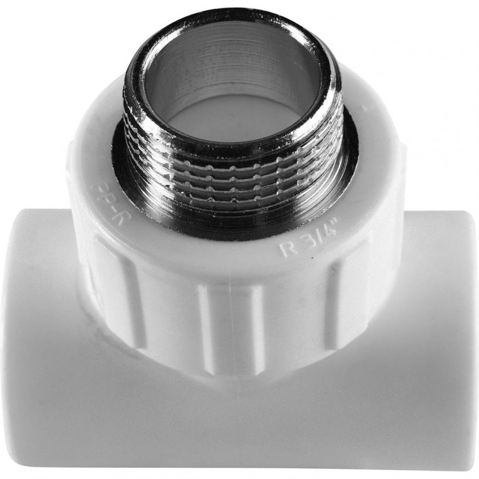 Политэк 25x3/4 Тройник с наружной резьбой для полипропиленовых труб под сварку (цвет белый)