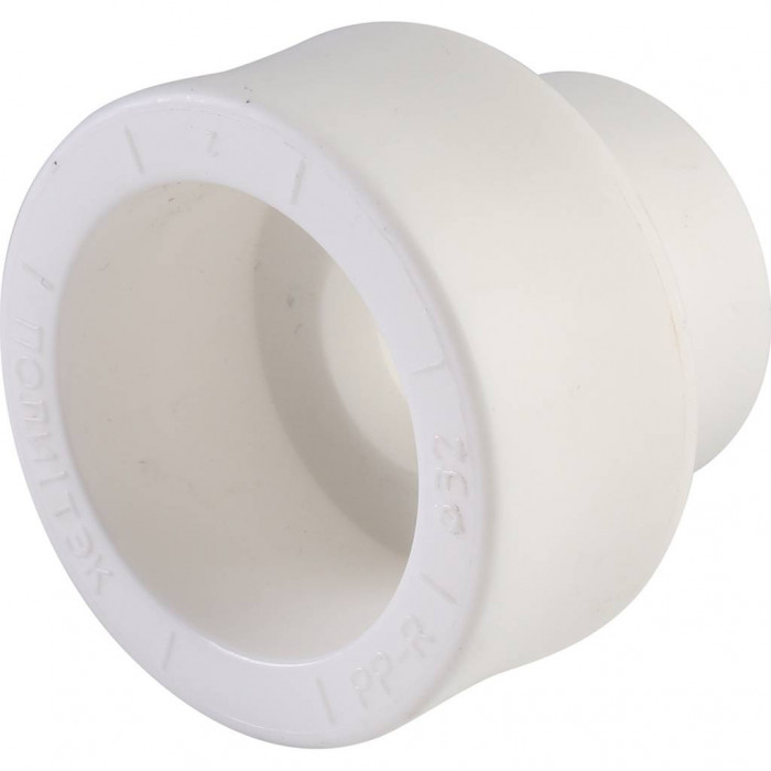 Муфта переходная Политэк 32х20 внутр./внутр. для полипропиленовых труб под сварку (цвет белый)
