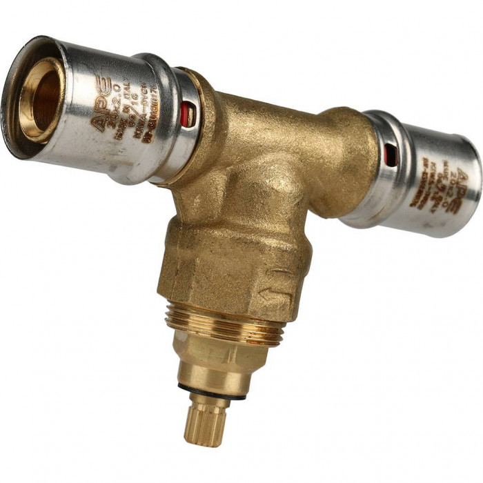 Вентиль с хромированной ручкой STOUT 20х20 для металлопластиковых труб прессовой