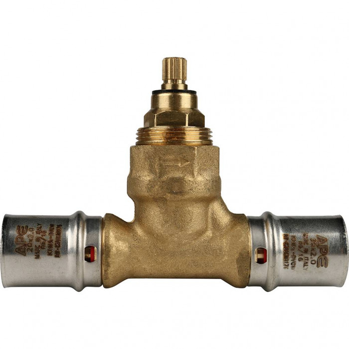 Вентиль с хромированной ручкой STOUT 20х20 для металлопластиковых труб прессовой