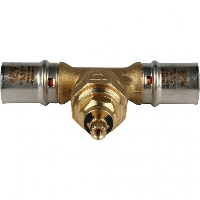 Вентиль с хромированной ручкой STOUT 20х20 для металлопластиковых труб прессовой