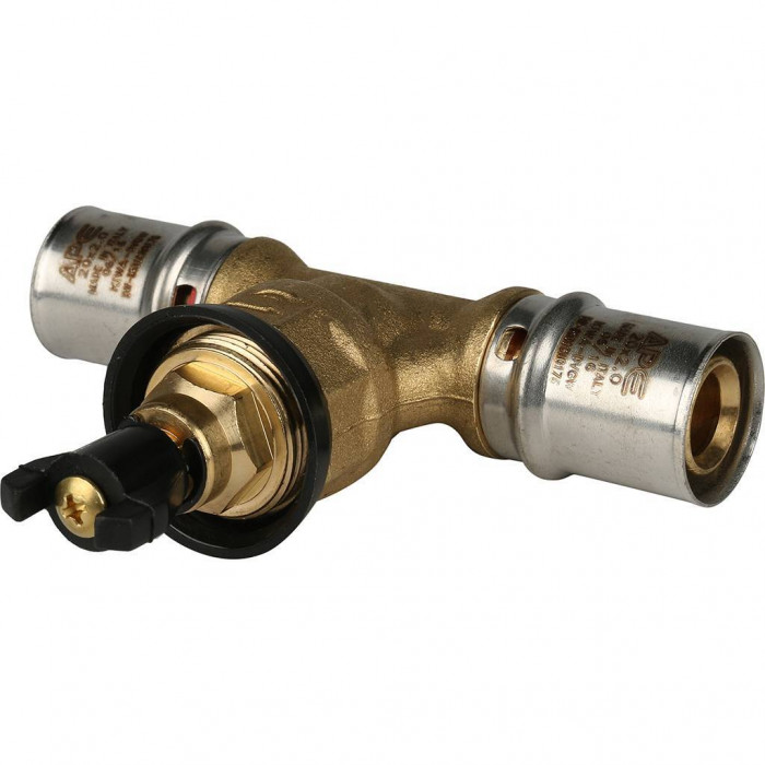 Вентиль с хромированной ручкой STOUT 20х20 для металлопластиковых труб прессовой