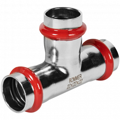 ROMMER RSS-0013-000022 ROMMER Тройник равнопроходной, 22, из нержавеющей стали прессовой