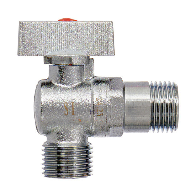 Кран шаровой для сантехприборов латунный угловой хром. НР/НР 1/2"x3/4", Smart Install