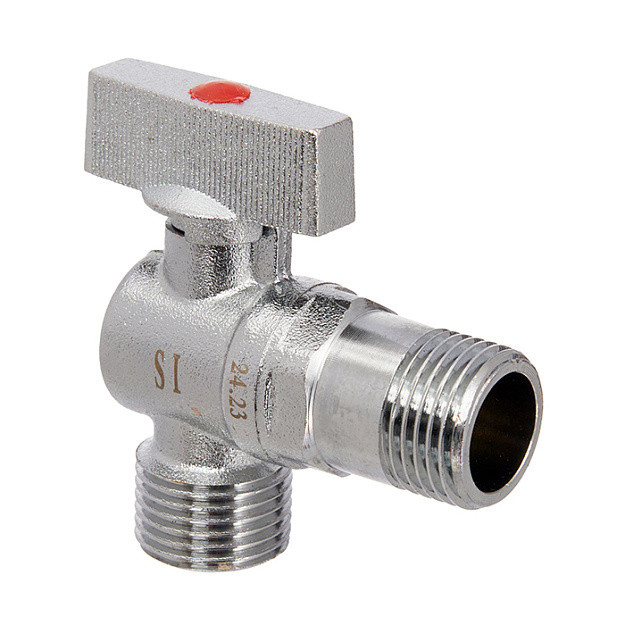 Кран шаровой для сантехприборов латунный угловой хром. НР/НР 1/2"x3/4", Smart Install