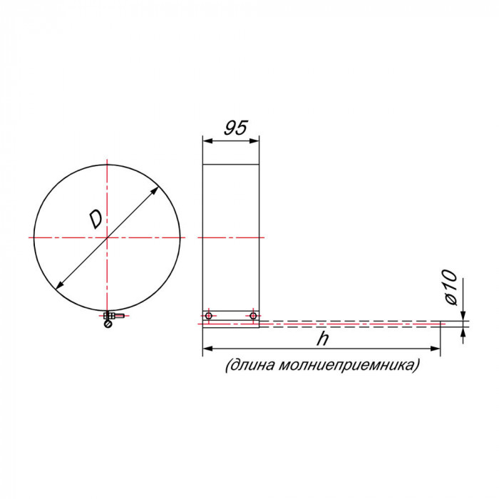 Хомут под молниеотвод D115/210, AISI 304 (Вулкан)