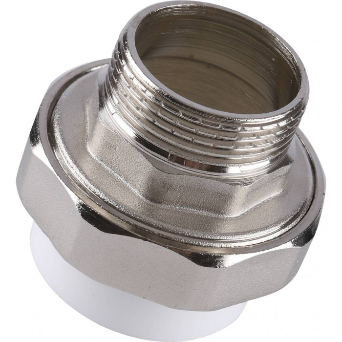 Муфта разъемная Kalde с наружной резьбой 40х1 1/4 для полипропиленовых труб под сварку (цвет белый)