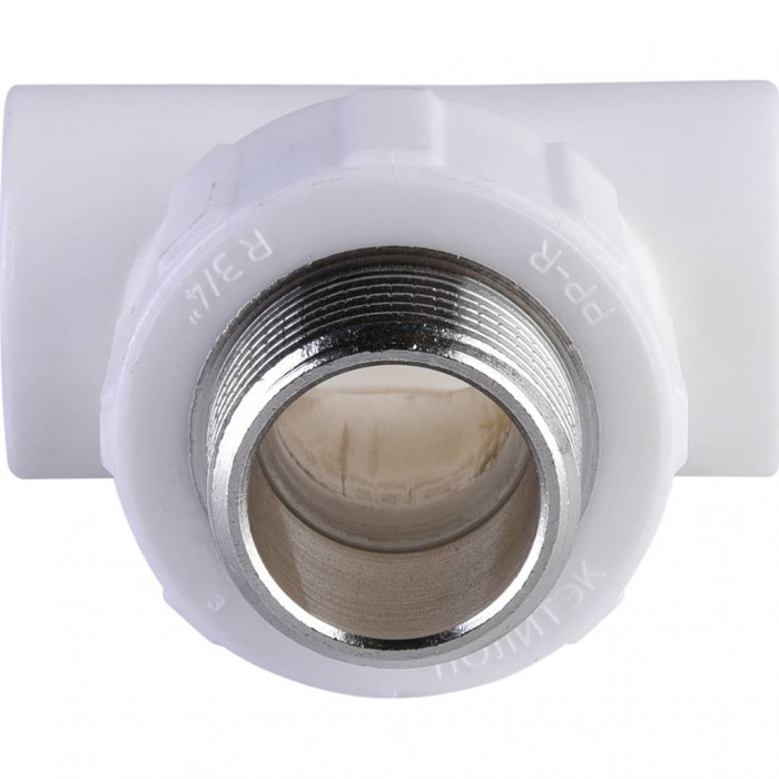 Политэк 20x3/4 Тройник с наружной резьбой для полипропиленовых труб под сварку (цвет белый)