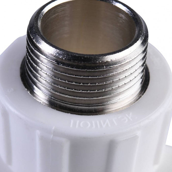 Политэк 20x3/4 Тройник с наружной резьбой для полипропиленовых труб под сварку (цвет белый)