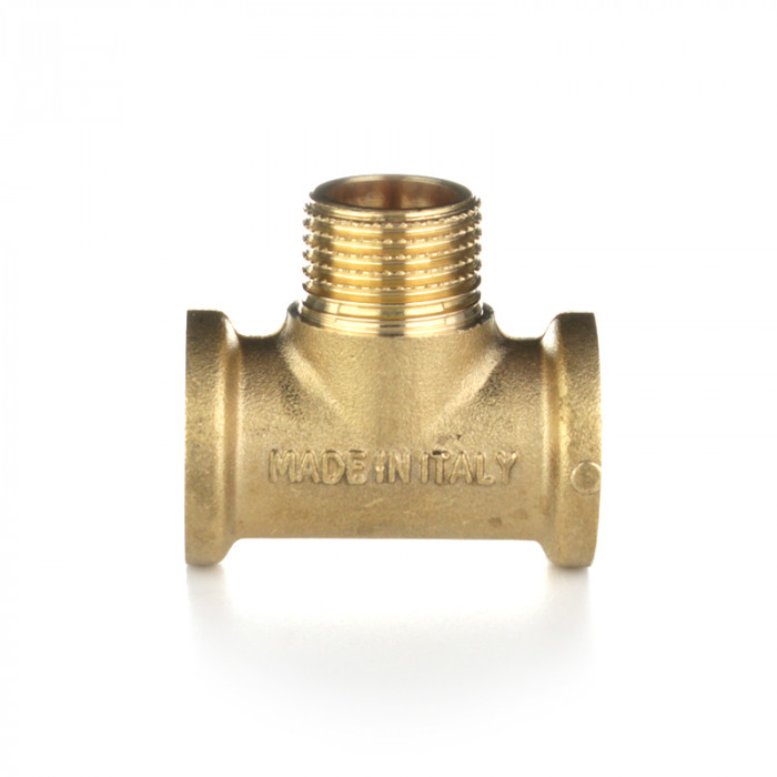 Тройник равнопроходной, ВНВ 1/2", латунь