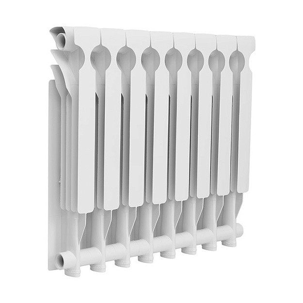 Алюминиевый радиатор Smart Install Heavy One 500, 8 секций, боковое подключение, белый