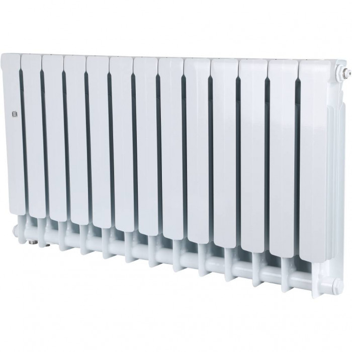 Биметаллический радиатор STOUT Space 500, 13 секций, нижнее правое подключение, белый