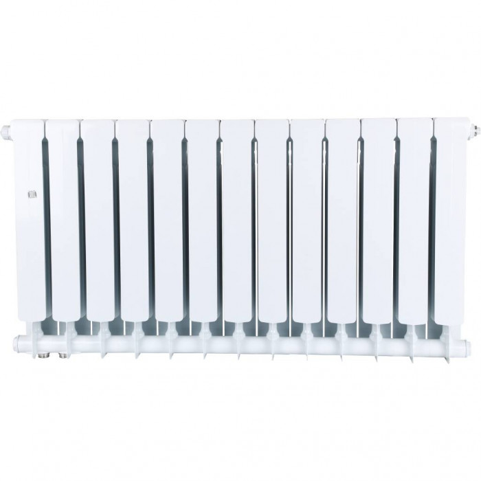 Биметаллический радиатор STOUT Space 500, 13 секций, нижнее правое подключение, белый