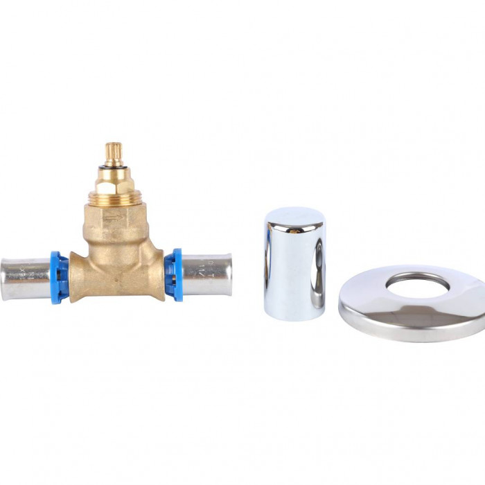 APE Вентиль с хромированной ручкой 16х16 для металлопластиковых труб прессовой