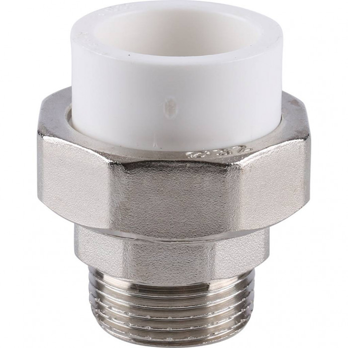 Муфта разъемная Kalde с наружной резьбой 32х1 для полипропиленовых труб под сварку (цвет белый)