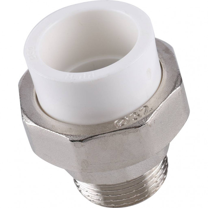Муфта разъемная Kalde с наружной резьбой 32х1 для полипропиленовых труб под сварку (цвет белый)