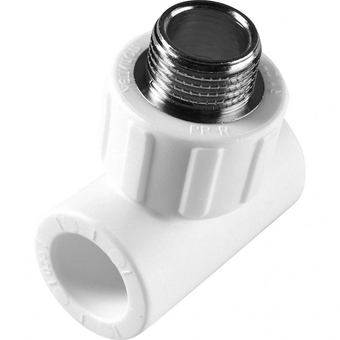 Политэк 20x1/2 Тройник с наружной резьбой для полипропиленовых труб под сварку (цвет белый)