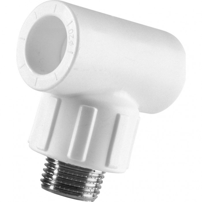 Политэк 20x1/2 Тройник с наружной резьбой для полипропиленовых труб под сварку (цвет белый)