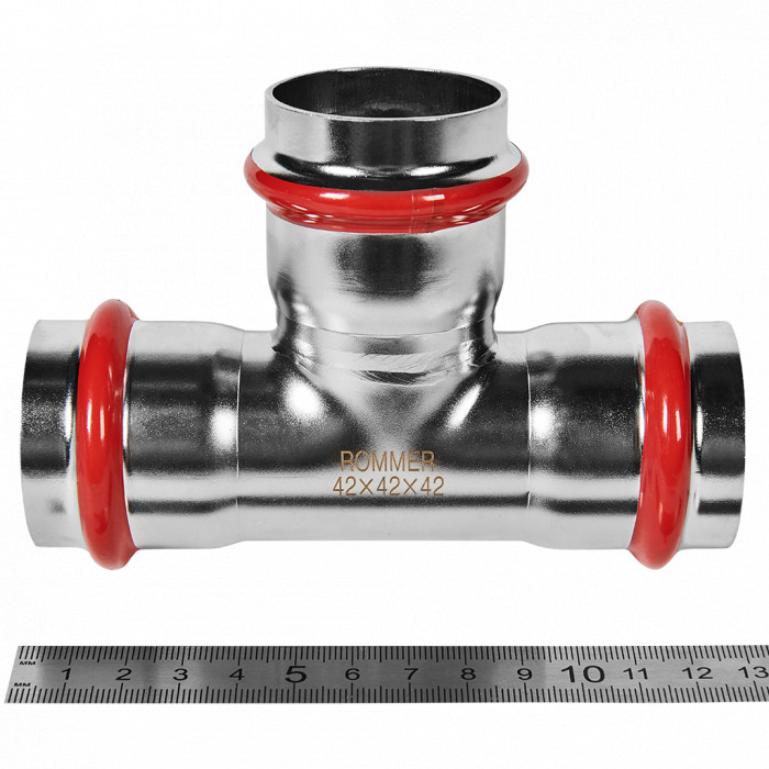 ROMMER RSS-0013-000042 ROMMER Тройник равнопроходной, 42, из нержавеющей стали прессовой