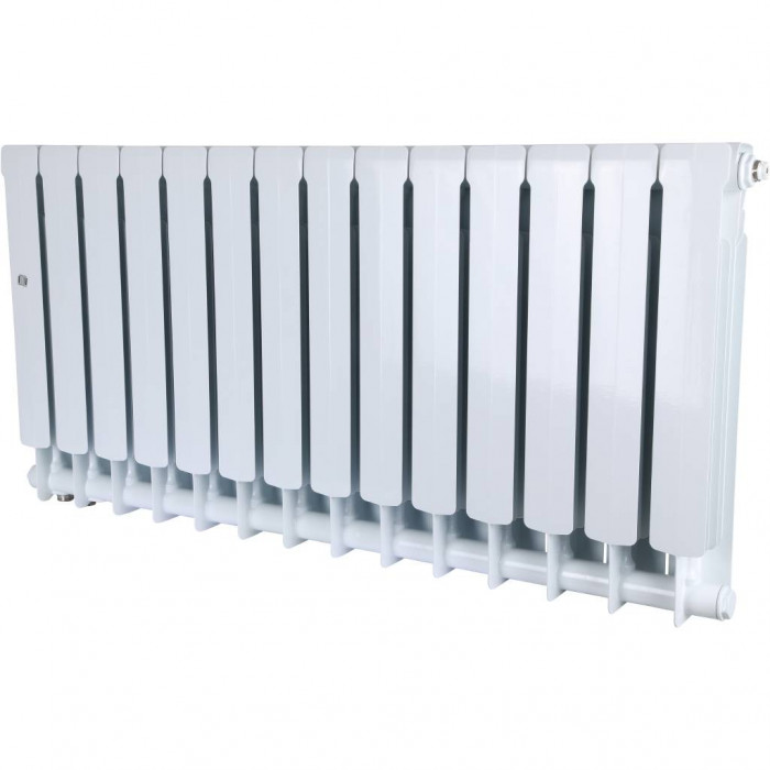 Биметаллический радиатор STOUT Space 500, 14 секций, нижнее правое подключение, белый