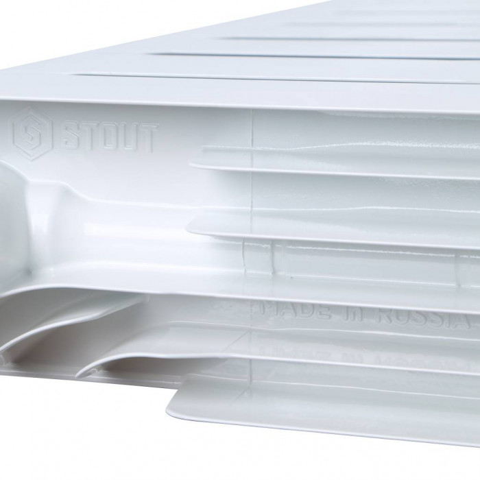 Биметаллический радиатор STOUT Space 500, 14 секций, нижнее правое подключение, белый