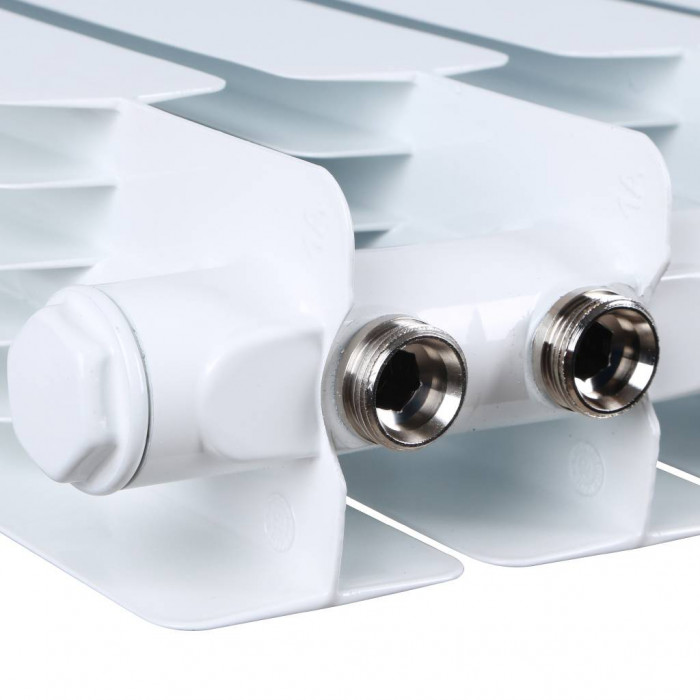 Биметаллический радиатор STOUT Space 500, 14 секций, нижнее правое подключение, белый