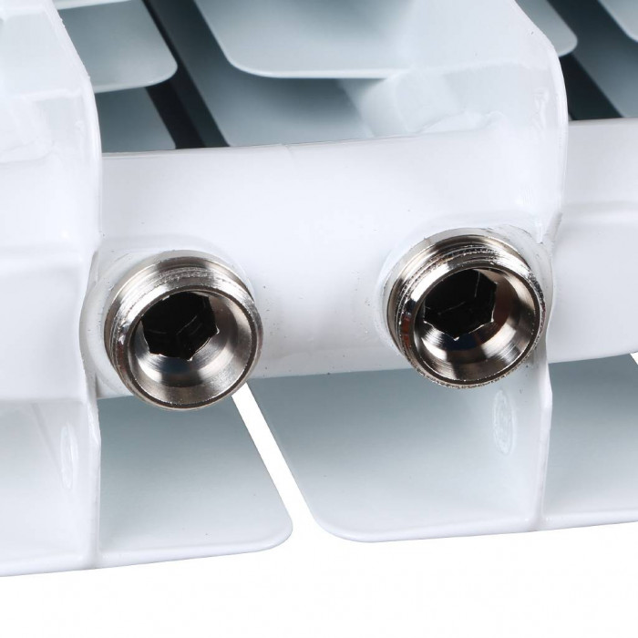 Биметаллический радиатор STOUT Space 500, 14 секций, нижнее правое подключение, белый