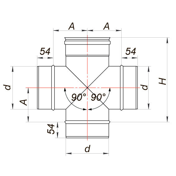 Четверик 90° D110, AISI 304 (Вулкан)