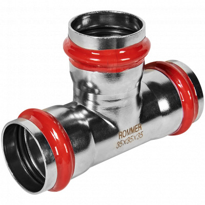 ROMMER RSS-0013-000035 ROMMER Тройник равнопроходной, 35, из нержавеющей стали прессовой