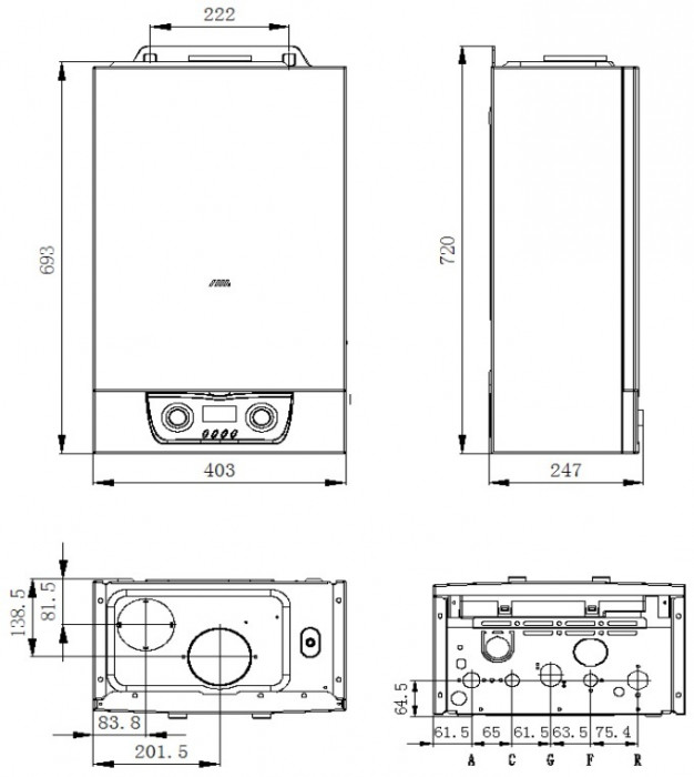 Настенный газовый котел Mizudo M20ТH, турбированный, одноконтурный