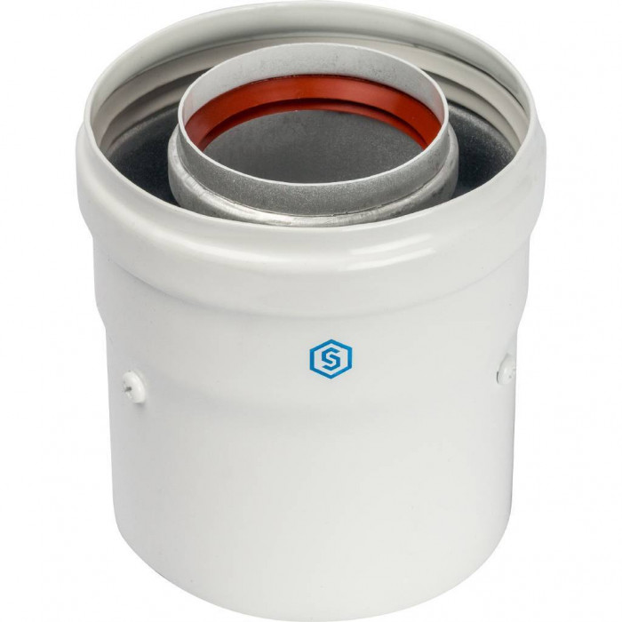 STOUT   Элемент дымохода DN60/100 адаптер для котла вертикальный коаксиальный (совместимый с Vaillant, Protherm NEW)(с логотипом)