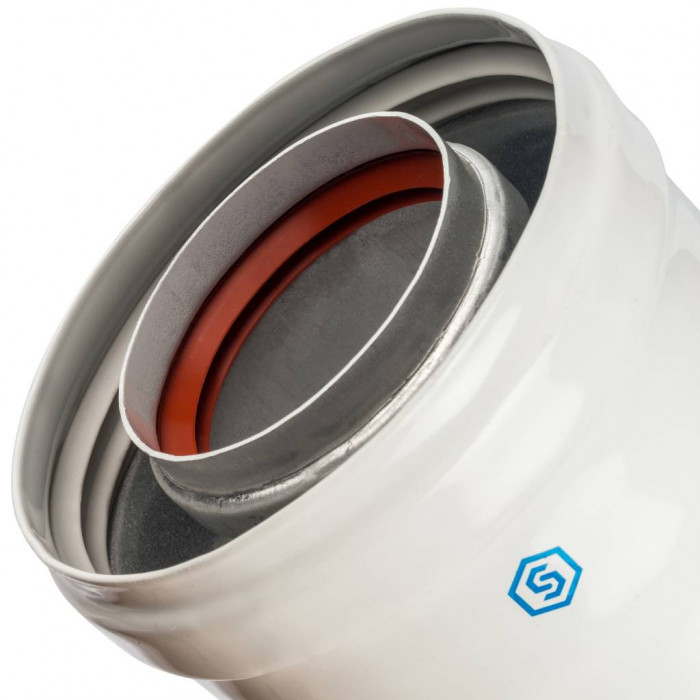 STOUT   Элемент дымохода DN60/100 адаптер для котла вертикальный коаксиальный (совместимый с Vaillant, Protherm NEW)(с логотипом)