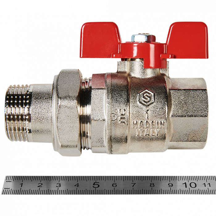Кран шаровой полнопроходной с американкой STOUT SVB-1007-200025 ВР/НР ручка бабочка 1 (EPDM)
