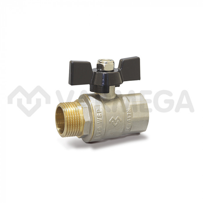 Кран шаровый Varmega Toro VM02402 3/4" НР-ВР, полнопроходной, ручка-бабочка