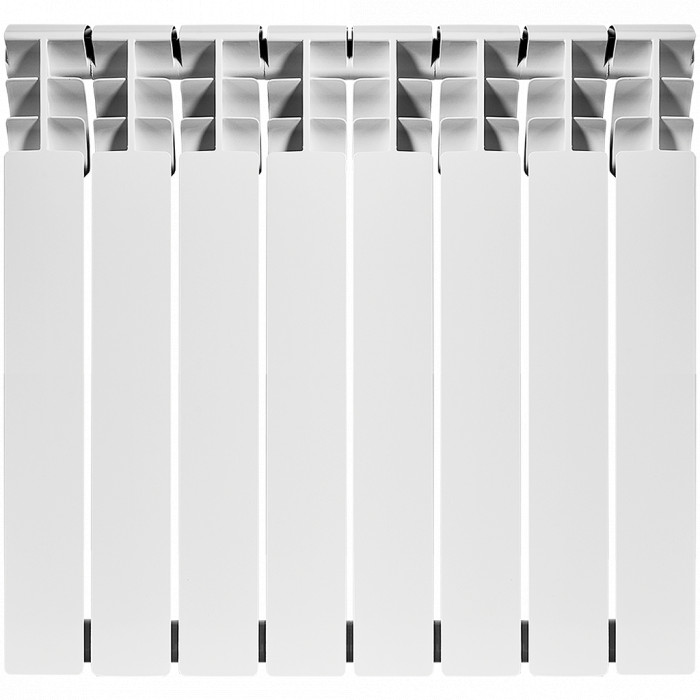 Алюминиевый радиатор ROMMER Plus 500, 8 секций, боковое подключение, белый