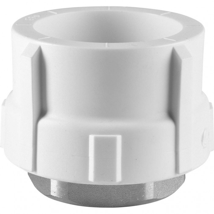 Муфта комбинированная Политэк 63x2 под шестигранник внутр. резьба для полипропиленовых труб под сварку (цвет белый)