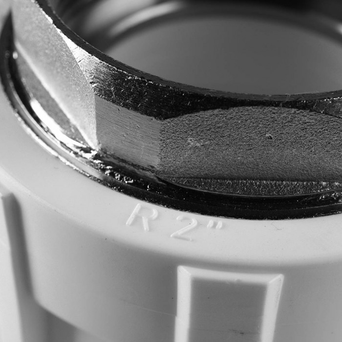 Муфта комбинированная Политэк 63x2 под шестигранник внутр. резьба для полипропиленовых труб под сварку (цвет белый)