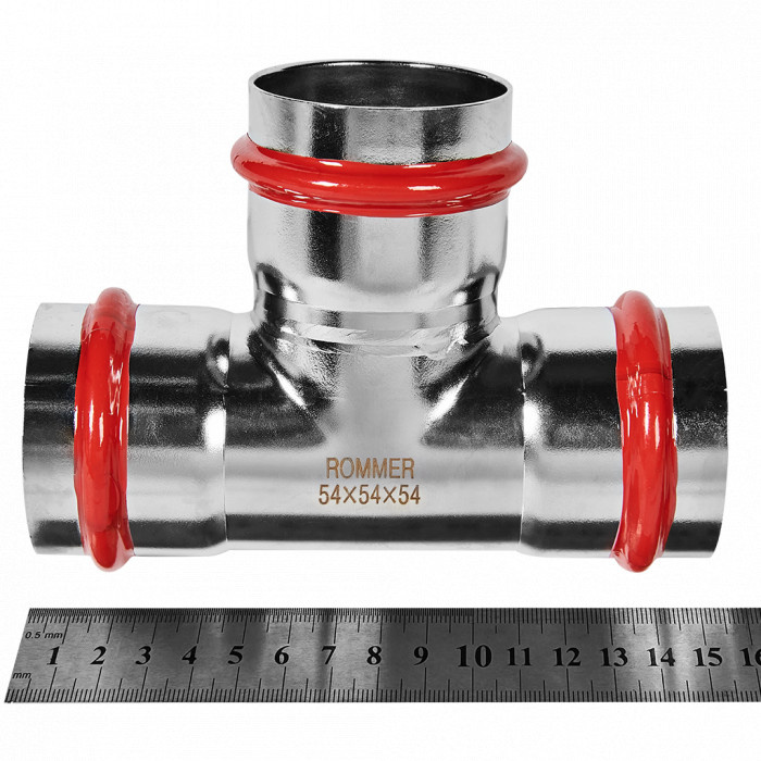 ROMMER RSS-0013-000054 ROMMER Тройник равнопроходной, 54, из нержавеющей стали прессовой