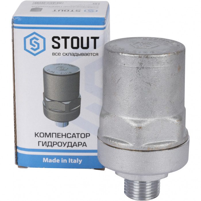 STOUT  SVS-1014-000015 STOUT Компенсатор гидроудара, нар.р., 1/2 , покрытие - хром