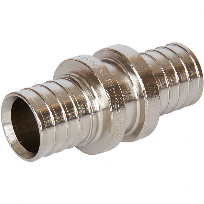 STOUT SFA-0003-002002 STOUT Муфта соединительная равнопроходная 20х2,0 никелированная для труб из сшитого полиэтилена аксиальный