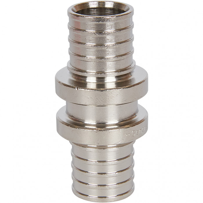 STOUT SFA-0003-002002 STOUT Муфта соединительная равнопроходная 20х2,0 никелированная для труб из сшитого полиэтилена аксиальный