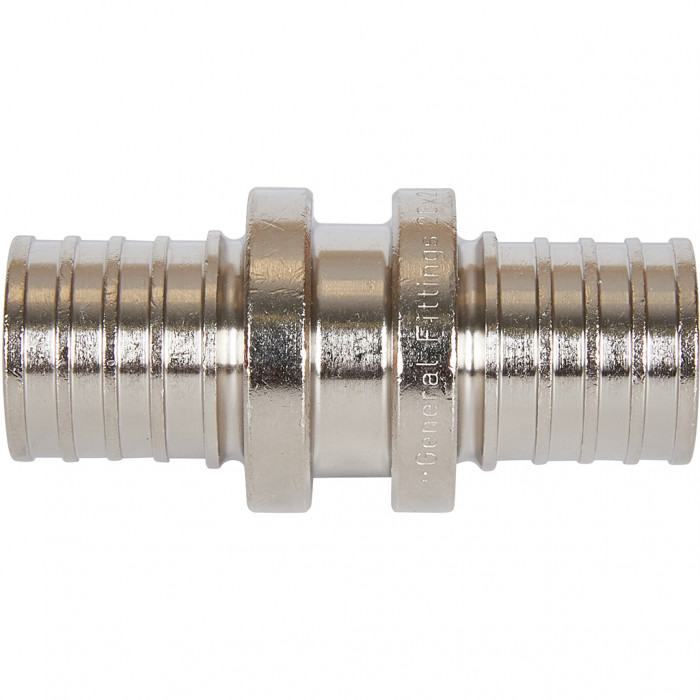 STOUT SFA-0003-002002 STOUT Муфта соединительная равнопроходная 20х2,0 никелированная для труб из сшитого полиэтилена аксиальный